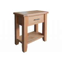 Solid Oak Natural Small 1 Drawer Modern Hallway Console Table with Shelf