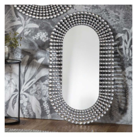 Large Crystal Glass Tiles Oval Shape Wall Mirror 121 x 70cm