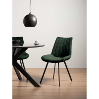Modern Green Velvet Fabric Kitchen Dining Chair Black Metal Legs