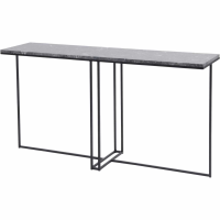 Shoreditch Large Black Metal and Grey Travisso Marble Modern Console Hall Table 160cm Wide
