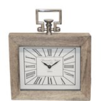 Wood And Nickel Rectangle Table Clock