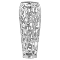 Silver Aluminium Metal Home Accessories Perforated Coral Inspired Vase 49cm Tall