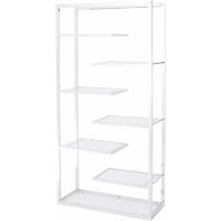 Stainless Steel and Clear Glass 6 Stepped Shelves Open Display Wall Unit 180cm Tall