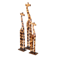 Set Of 3 Wooden Handcrafted and Painted Modern Giraffes Ornaments