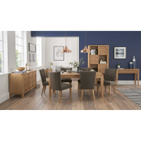 High Park Knotty Oak Extending 6 to 8 Seater Dining Set 6 Upholstered Chairs