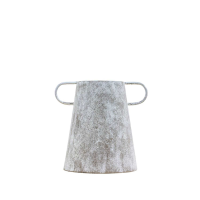 Distressed White Charlie Vase Metal Small