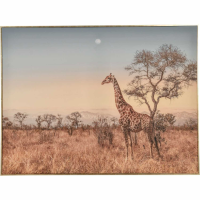 Serene Giraffe Framed Large Canvas Rectangular Picture Wall Art 113x85x4cm