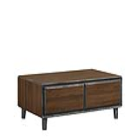 Modern Walnut Living Room 2 Drawer Coffee Centre Table With Recessed Handles 38.5x105.5cm