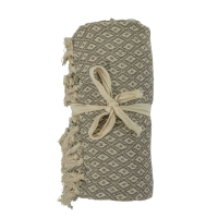 Green Recy Cotton Geo Throw Taupe