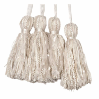 White Tassel Set Of 4 Pcs