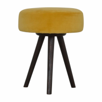 In1451 Mustard Velvet Tripod Footstool