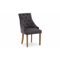Hobbs Misty Grey Velvet Fabric Upholstery Kitchen Dining Room Chair Solid Wooden Legs