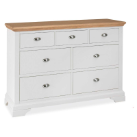 Modern Ivory Painted 2 Tone Oak Top Large 3 Over 4 Bedroom Chest Of 7 Drawers