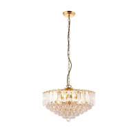 Traditional Light Brass Finish Flush Clear Acrylic 6 Ceiling Pendant Light 114 x 45cm