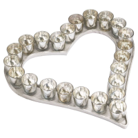 Large Cast Aluminium Metallic Finish Heart Votive Tray With Mercury Glass
