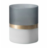 Votive Large Frosted White Grey Gold