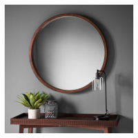 Modern Style Dark Mango Wood Round Boho Retreat Wall Mirror 90cm Diameter