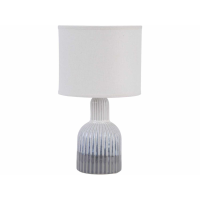Grey Porcelain Lamp With Ribbed Detailing and White Shade Large E27 60W