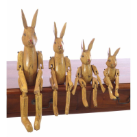 Set Of 4 Sitting Natural Rabbits