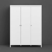 Modern Large White 3 Door Triple Wardrobe 200cm Tall x 150cm Wide