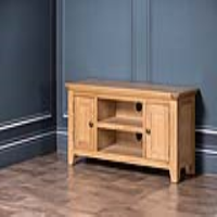 Traditional Style Natural Oak Wood 2 Door 2 Shelves Large TV Media Unit 120cm