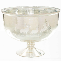 The Noel Collection Silver Forest Scene Footed Bowl