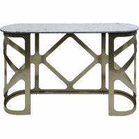 Metropolitan Console Table Metallic Black Nickel Finish With Grey Marble Top