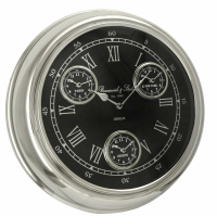 7 Time Zone Black And Nickel Wall Clock