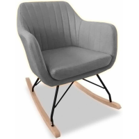 Katell Modern Light Grey Fabric Solid Back Compact Rocking Chair 75x61x78cm