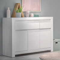 Low Wide 3 Door 3 Drawer Modern Sideboard Cabinet in Painted White
