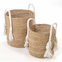 Set Of 2 Tassel Handle Baskets