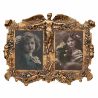 Art Nouveau Double Photo Frame Gold Gilt Leaf