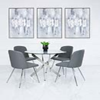 100cm Round Dining Table And 4 Grey Stella Chairs