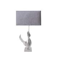 56cm Abstract Table Lamp With Grey Velvet Shade