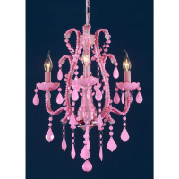 Marie Therese Pink Chandelier, Milky Pink Crystal 3 Arm