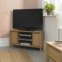 Modern Oak Wood Corner TV Media Entertainment Unit 4 Shelf 53 x 100cm