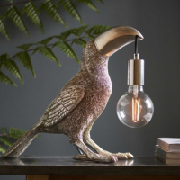 Vintage Silver Finish Toucan Design Unique Table Lamp with Chrome Lamp Holder
