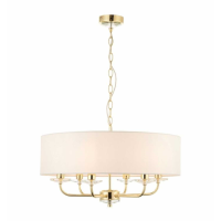 Modern Antique Brass Cylindrical Top Living Room 6 Pendant Light 79 x 55cm