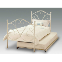 Isabelle 90cm Single 3ft White Gloss Metal Guest Bed Sweeping Heart Shaped Design
