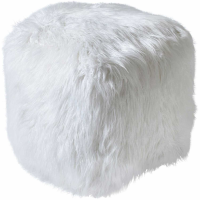 Isaba Hand Made Ivory Hairy Pouffe