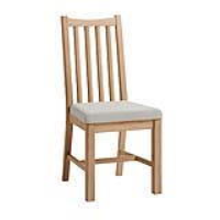 Industrial Oak Wood Stone Grey Fabric Upholstered Ladder Back Dining Chair 91 x 42cm