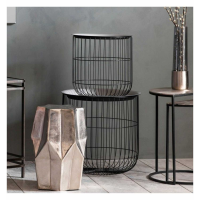 Modern Style Black And Grey Finish Nest Of 2 Living Room Side Tables 62x46cm