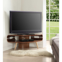 Havana Walnut Wooden Corner TV Media Stand Open Shelf On Spindle Legs 50x130cm