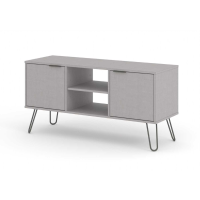 Modern Low Wide Grey 2 Door Flat Screen TV Unit With Pull Up Handles 57x114.5cm