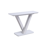 Rafael Modern Glass and Steel Hallway Console Table in Light Grey Matt 110cm