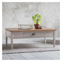 Modern Style Bronte Mahogany Taupe Grey Painted Coffee Table With Drawer 45 x 120cm