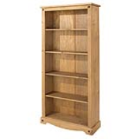 Corona 5 Shelf Tall Solid Pine Wood Bookcase