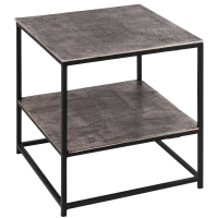 Farrah Silver Metal Large Square Side End Table with Under Shelf 51x46cm