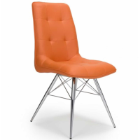 Modern Quilted Orange Faux Leather Upholstered Kitchen Dining Chair