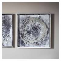 Modern Style Silver Abstract Design Metallic Textured Glass Cyclone Wall Art 74x74cm